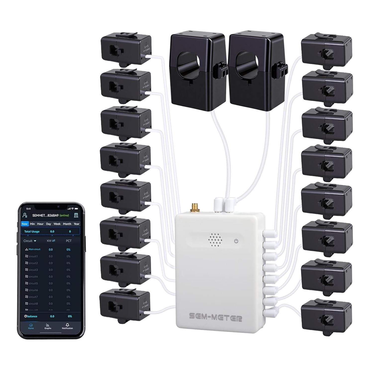 Smart Home Energy Monitor with 16 50A Circuit Level Sensors